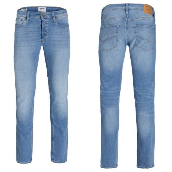 Jack & Jones Glenn 398 Light Wash Low Rise Slim Fit Stretch Blue Jeans